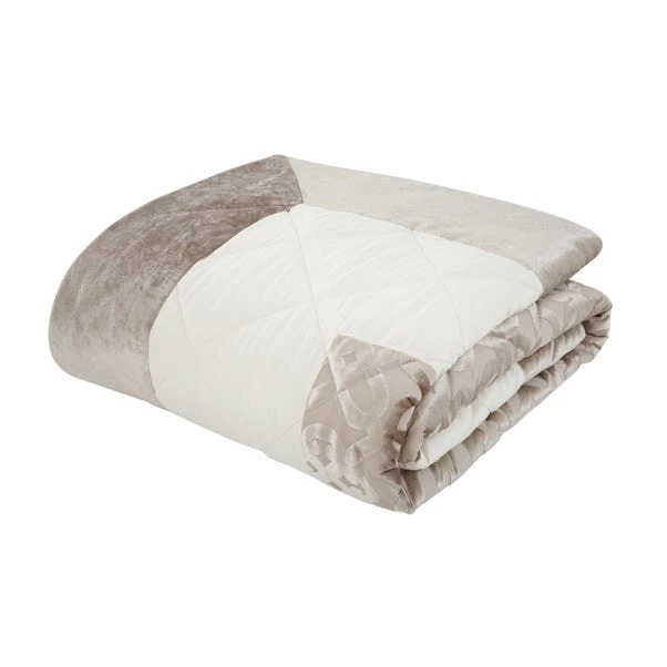 Catherine Lansfield Natural Lattice Cut Velvet Bedspread 3 Catherine Lansfield Natural Lattice Cut Velvet Bedspread - Image 3