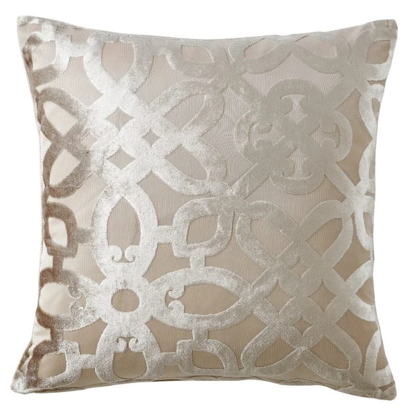 Catherine Lansfield Natural Lattice Cut Velvet Cushion 2 Catherine Lansfield Natural Lattice Cut Velvet Cushion - Image 2