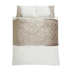 Catherine Lansfield Natural Lattice Cut Velvet Duvet Cover And Pillowcase Set 15 Catherine Lansfield Natural Lattice Cut Velvet Duvet Cover And Pillowcase Set -Catherine Lansfield 30705241 alt07
