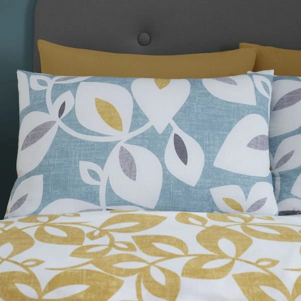 Catherine Lansfield Inga Leaf Teal Reversible Duvet Cover & Pillowcase Set 14 Catherine Lansfield Inga Leaf Teal Reversible Duvet Cover & Pillowcase Set - Image 14