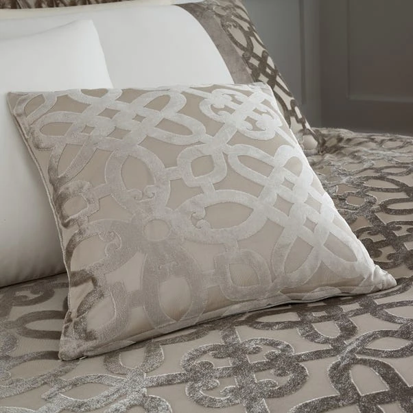Catherine Lansfield Natural Lattice Cut Velvet Cushion 1 Catherine Lansfield Natural Lattice Cut Velvet Cushion