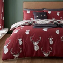 Catherine Lansfield Munro Stag Reversible Duvet Cover And Pillowcase Set