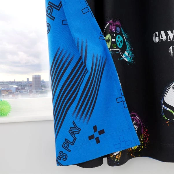 Catherine Lansfield Game Over Black Eyelet Curtains 4 Catherine Lansfield Game Over Black Eyelet Curtains - Image 4