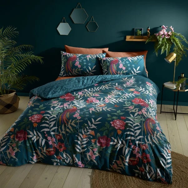 Catherine Lansfield Tropical Floral Birds Reversible Green Duvet Cover & Pillowcase Set 9 Catherine Lansfield Tropical Floral Birds Reversible Green Duvet Cover & Pillowcase Set - Image 9