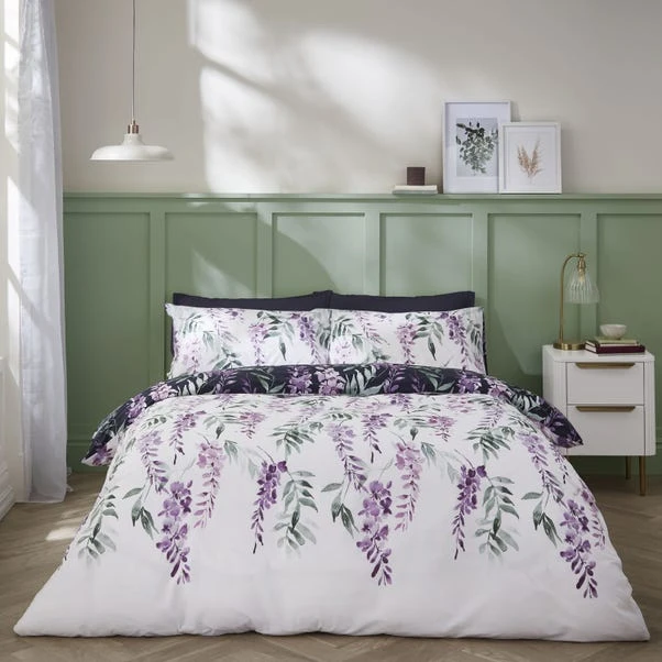 Catherine Lansfield Wisteria Reversible White Duvet Cover & Pillowcase Set 11 Catherine Lansfield Wisteria Reversible White Duvet Cover & Pillowcase Set - Image 11