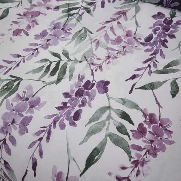 Catherine Lansfield Wisteria Reversible White Duvet Cover & Pillowcase Set 6 Catherine Lansfield Wisteria Reversible White Duvet Cover & Pillowcase Set - Image 6