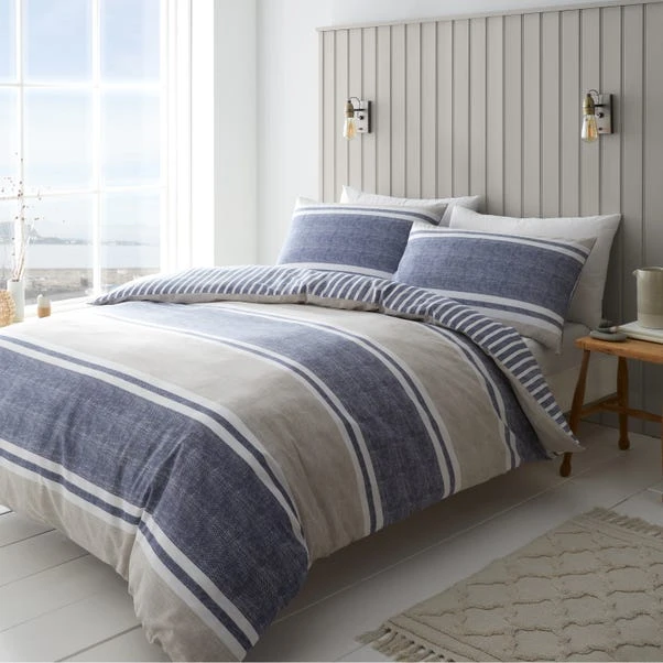 Catherine Lansfield Textured Banded Stripe Reversible Duvet Cover & Pillowcase Set 17 Catherine Lansfield Textured Banded Stripe Reversible Duvet Cover & Pillowcase Set - Image 17