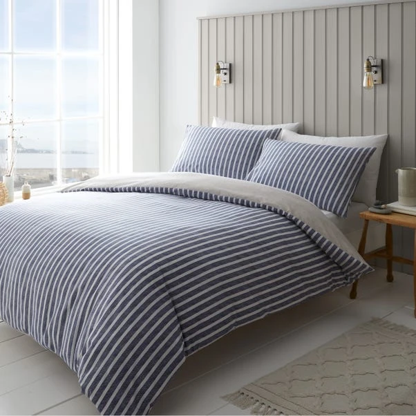Catherine Lansfield Textured Banded Stripe Reversible Duvet Cover & Pillowcase Set 15 Catherine Lansfield Textured Banded Stripe Reversible Duvet Cover & Pillowcase Set - Image 15