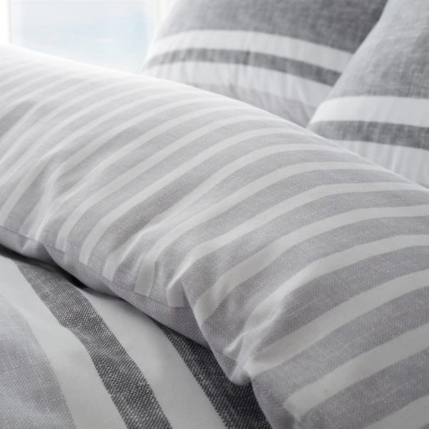 Catherine Lansfield Textured Banded Stripe Reversible Duvet Cover & Pillowcase Set 8 Catherine Lansfield Textured Banded Stripe Reversible Duvet Cover & Pillowcase Set - Image 8