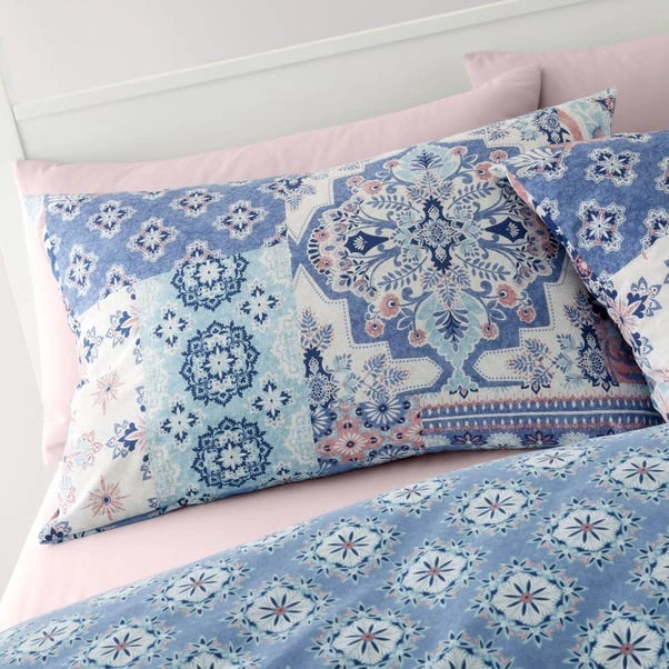 Catherine Lansfield Boho Patchwork Reversible Blue Duvet Cover & Pillowcase Set 2 Catherine Lansfield Boho Patchwork Reversible Blue Duvet Cover & Pillowcase Set - Image 2
