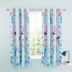 Catherine Lansfield Mermaid Fully Reversible Eyelet Curtains 6 Catherine Lansfield Mermaid Fully Reversible Eyelet Curtains -Catherine Lansfield 30880244 alt05