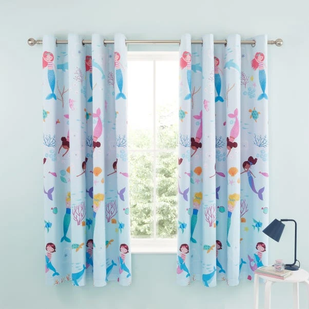 Catherine Lansfield Mermaid Fully Reversible Eyelet Curtains 3 Catherine Lansfield Mermaid Fully Reversible Eyelet Curtains - Image 3