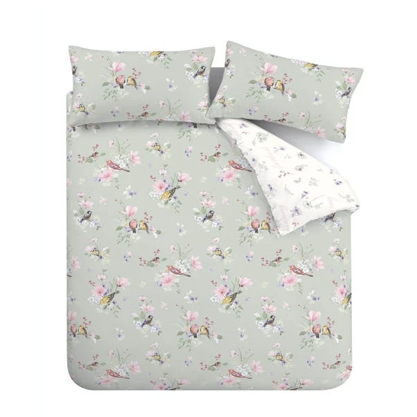 Catherine Lansfield Songbird Reversible Duvet Cover & Pillowcase Set 5 Catherine Lansfield Songbird Reversible Duvet Cover & Pillowcase Set - Image 5