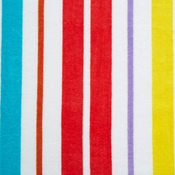 Catherine Lansfield Rainbow Stripe Cotton Beach Towel 2 Catherine Lansfield Rainbow Stripe Cotton Beach Towel - Image 2