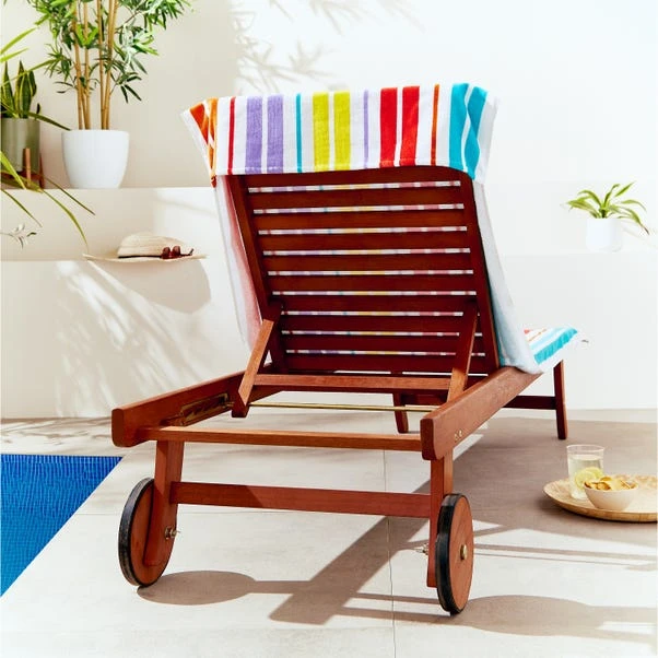 Catherine Lansfield Rainbow Stripe Cotton Beach Towel 3 Catherine Lansfield Rainbow Stripe Cotton Beach Towel - Image 3