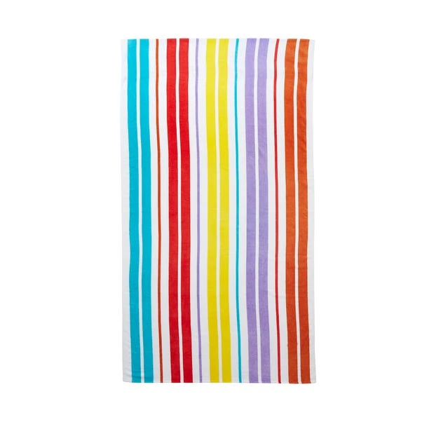 Catherine Lansfield Rainbow Stripe Cotton Beach Towel 4 Catherine Lansfield Rainbow Stripe Cotton Beach Towel - Image 4