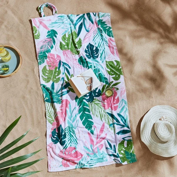 Catherine Lansfield Tropical Palm 2-in-1 Beach Towel And Bag 1 Catherine Lansfield Tropical Palm 2-in-1 Beach Towel And Bag