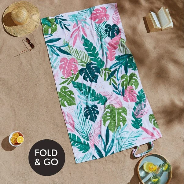 Catherine Lansfield Tropical Palm 2-in-1 Beach Towel And Bag 2 Catherine Lansfield Tropical Palm 2-in-1 Beach Towel And Bag - Image 2