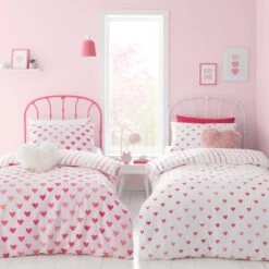 Catherine Lansfield Set Of 2 Hearts And Stripes Reversible Duvet Cover And Pillowcase Sets 19 Catherine Lansfield Set Of 2 Hearts And Stripes Reversible Duvet Cover And Pillowcase Sets -Catherine Lansfield 30913726