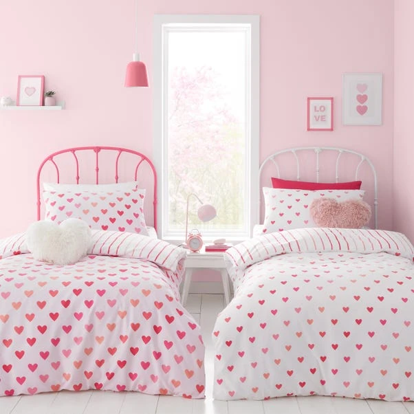 Catherine Lansfield Set Of 2 Hearts And Stripes Reversible Duvet Cover And Pillowcase Sets 7 Catherine Lansfield Set Of 2 Hearts And Stripes Reversible Duvet Cover And Pillowcase Sets - Image 7