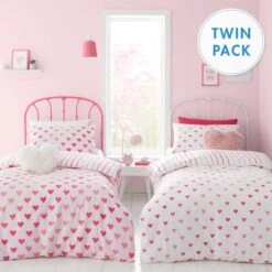Catherine Lansfield Set Of 2 Hearts And Stripes Reversible Duvet Cover And Pillowcase Sets 20 Catherine Lansfield Set Of 2 Hearts And Stripes Reversible Duvet Cover And Pillowcase Sets -Catherine Lansfield 30913726 alt01