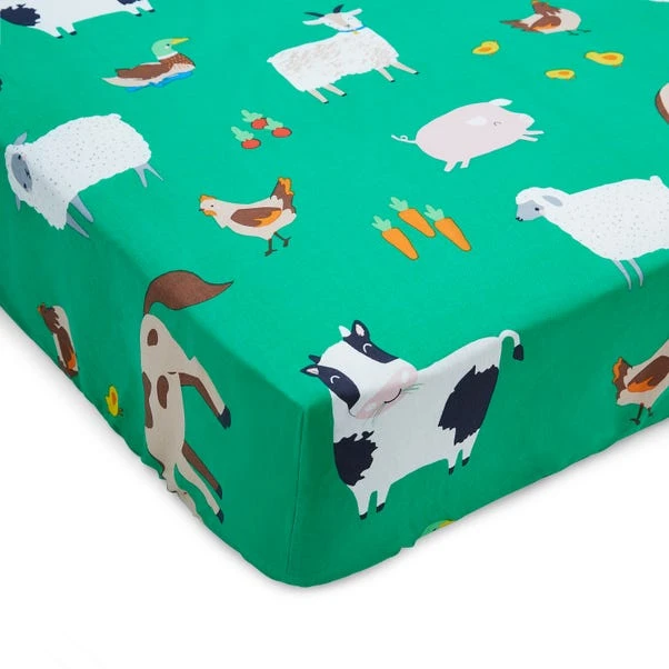 Catherine Lansfield Farmyard Animals Green Fitted Sheet 5 Catherine Lansfield Farmyard Animals Green Fitted Sheet - Image 5