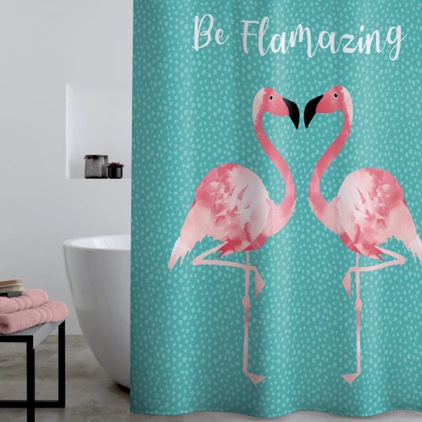 Catherine Lansfield Flamingo Shower Curtain 1 Catherine Lansfield Flamingo Shower Curtain