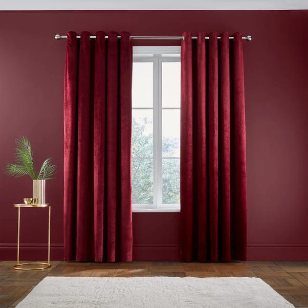 Catherine Lansfield Kingsley Matt Velvet Eyelet Curtains 2 Catherine Lansfield Kingsley Matt Velvet Eyelet Curtains - Image 2
