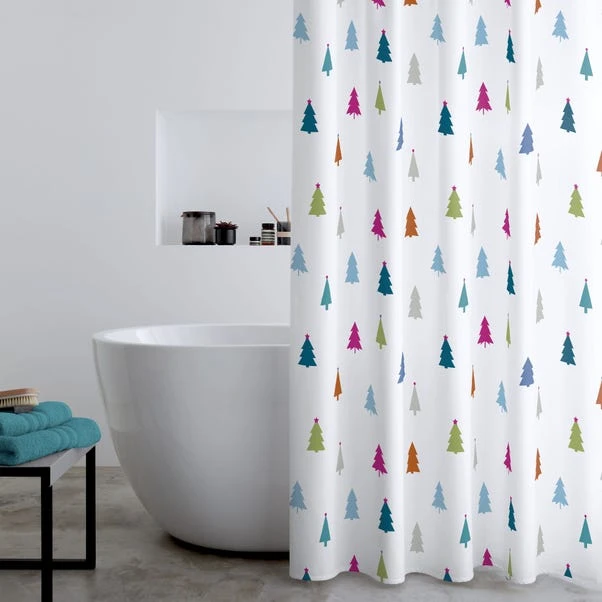 Catherine Lansfield Christmas Trees Shower Curtain 1 Catherine Lansfield Christmas Trees Shower Curtain