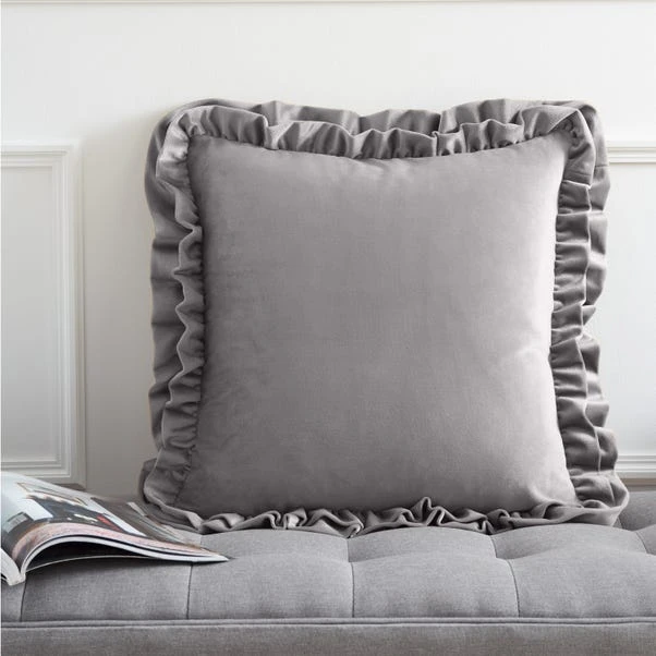 Catherine Lansfield So Soft Velvet Touch Double Frill Square Cushion 13 Catherine Lansfield So Soft Velvet Touch Double Frill Square Cushion - Image 13