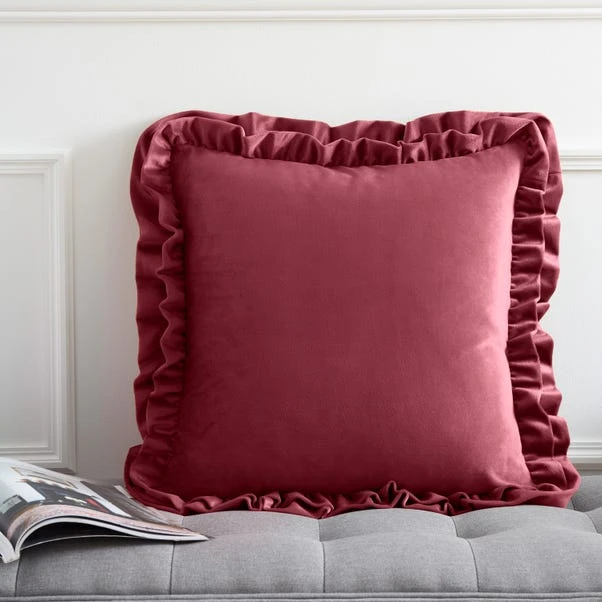 Catherine Lansfield So Soft Velvet Touch Double Frill Square Cushion 7 Catherine Lansfield So Soft Velvet Touch Double Frill Square Cushion - Image 7