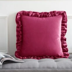 Catherine Lansfield So Soft Velvet Touch Double Frill Square Cushion
