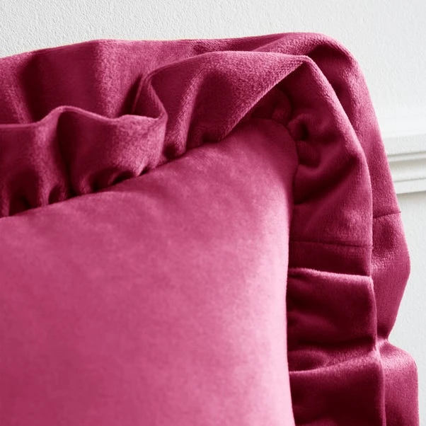 Catherine Lansfield So Soft Velvet Touch Double Frill Square Cushion 2 Catherine Lansfield So Soft Velvet Touch Double Frill Square Cushion - Image 2