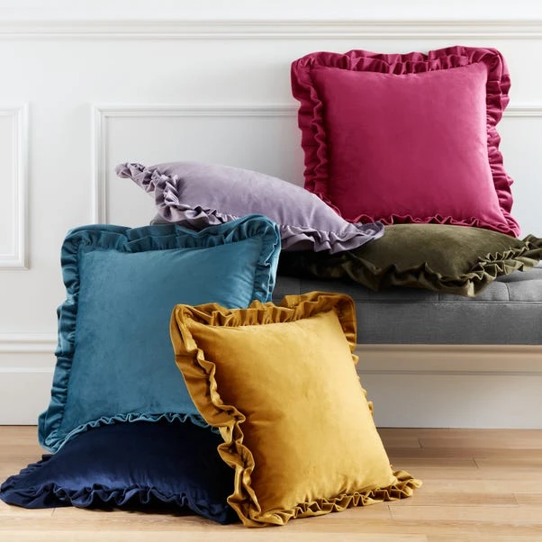 Catherine Lansfield So Soft Velvet Touch Double Frill Square Cushion 5 Catherine Lansfield So Soft Velvet Touch Double Frill Square Cushion - Image 5