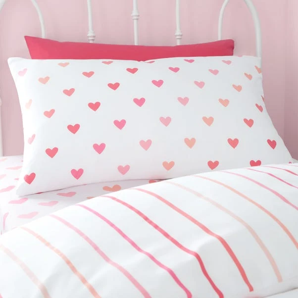Catherine Lansfield Set Of 2 Hearts And Stripes Reversible Duvet Cover And Pillowcase Sets 2 Catherine Lansfield Set Of 2 Hearts And Stripes Reversible Duvet Cover And Pillowcase Sets - Image 2