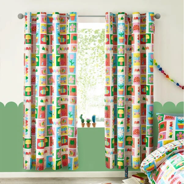 Catherine Lansfield Curious Caterpillar Blackout Eyelet Curtains 2 Catherine Lansfield Curious Caterpillar Blackout Eyelet Curtains - Image 2