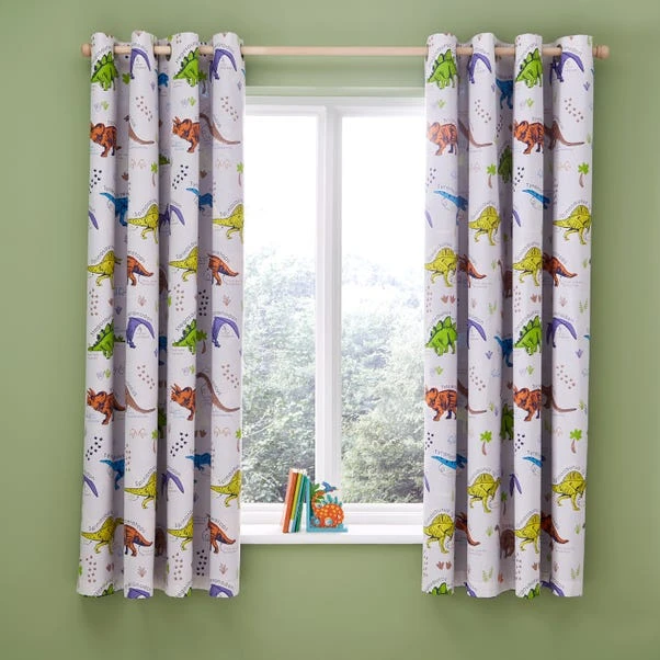 Catherine Lansfield Prehistoric Dinosaurs Blackout Eyelet Curtains 2 Catherine Lansfield Prehistoric Dinosaurs Blackout Eyelet Curtains - Image 2
