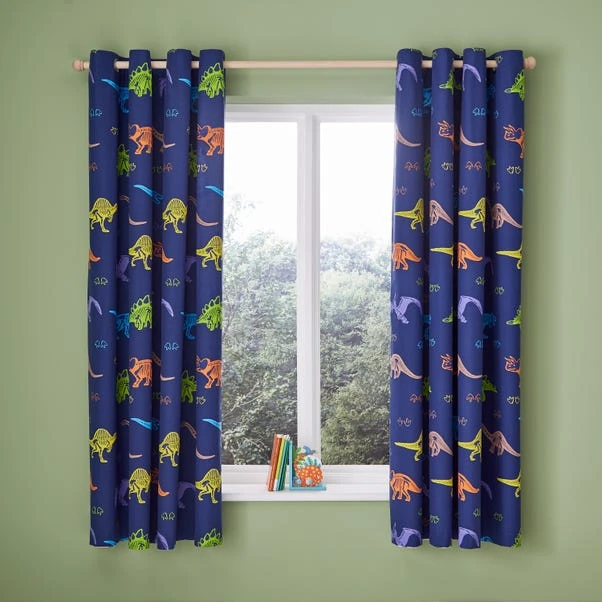 Catherine Lansfield Prehistoric Dinosaurs Blackout Eyelet Curtains 3 Catherine Lansfield Prehistoric Dinosaurs Blackout Eyelet Curtains - Image 3