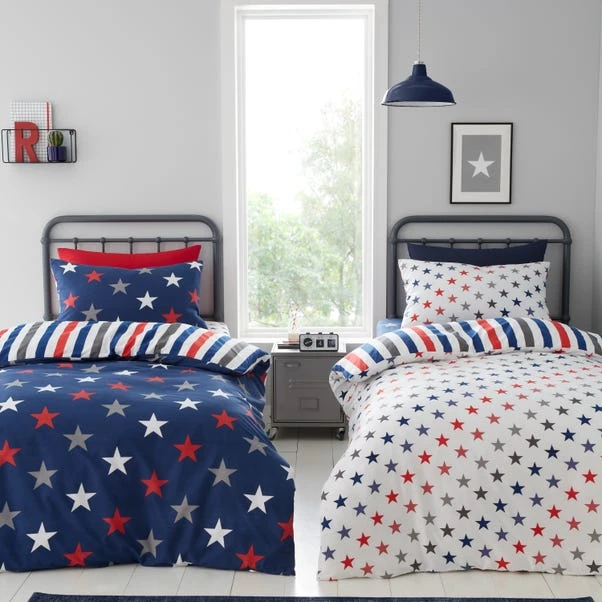 Catherine Lansfield Set Of 2 Stripes And Stars Duvet Cover & Pillowcase Sets 1 Catherine Lansfield Set Of 2 Stripes And Stars Duvet Cover & Pillowcase Sets