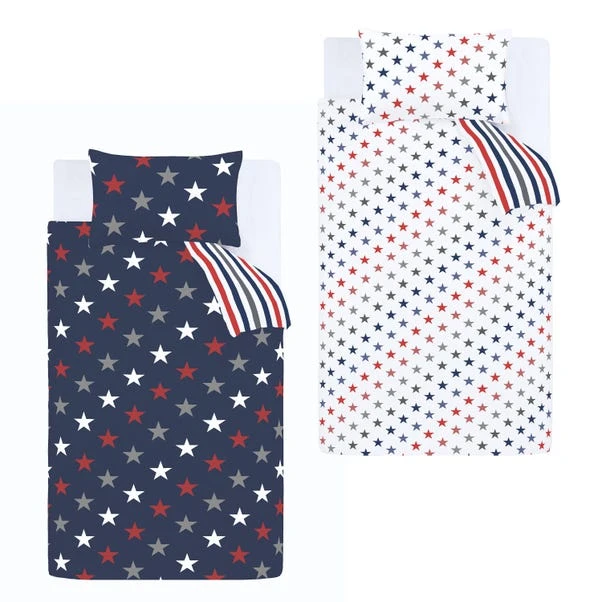 Catherine Lansfield Set Of 2 Stripes And Stars Duvet Cover & Pillowcase Sets 5 Catherine Lansfield Set Of 2 Stripes And Stars Duvet Cover & Pillowcase Sets - Image 5