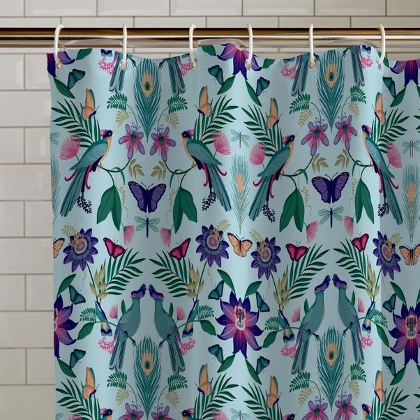 Catherine Lansfield Mya Tropical Birds Shower Curtain 2 Catherine Lansfield Mya Tropical Birds Shower Curtain - Image 2