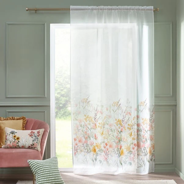 Catherine Lansfield Countryside Floral Slot Top Voile Panel 1 Catherine Lansfield Countryside Floral Slot Top Voile Panel